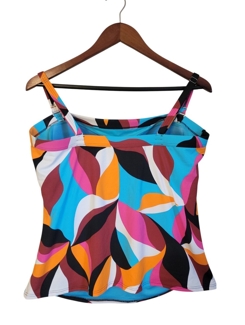 Lands’ End Tankini Swim Top Size 14 Bright Geometric Tummy Control Beach Resort - Picture 4 of 8